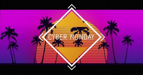 Cyber Monday Digital Sunset with Palm Trees