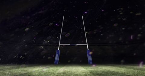 Futuristic technology in rugby game night