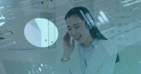 Asian Businesswoman Engaged with Virtual Data Interface - Download Free Stock Images Pikwizard.com