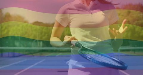 Focused tennis player practicing on outdoor court