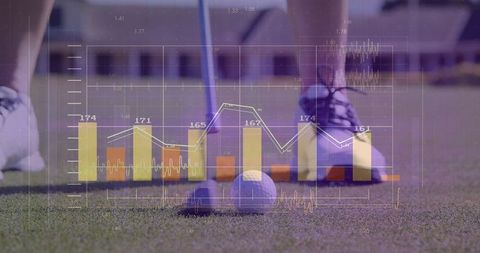 Golfer analyzing data for improved performance on green