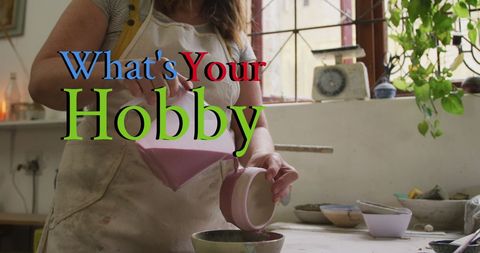 Creative Pottery Workshop with Inspirational Text Overlay