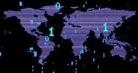 digital world map with data visualization and binary code - Download Free Stock Images Pikwizard.com
