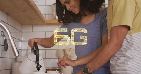 Couple Preparing Tea in Cozy Home Kitchen Space
