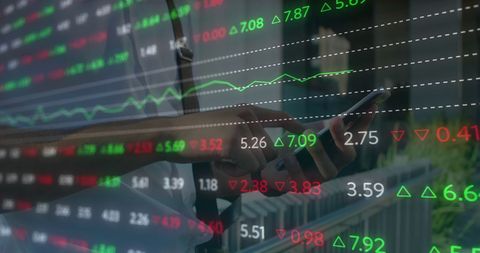 Financial Data Displayed Over Smartphone Use Concept