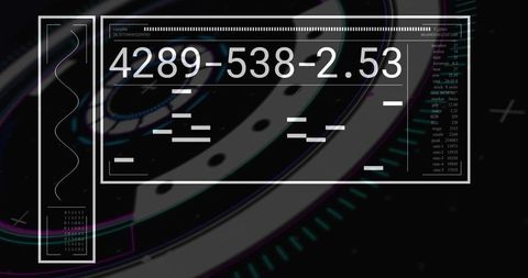 High-Tech Digital Interface with Rotating Numeric HUD