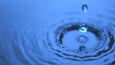 Droplet Creating Ripples on Calm Water Surface
