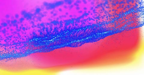 Colorful digital particles and waveforms on gradient background