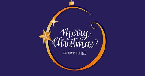 Christmas Greetings with Festive Decorations on Purple Background