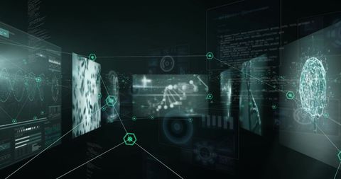 Futuristic Digital Network with Data Processing Screens - Download Free Stock Images Pikwizard.com
