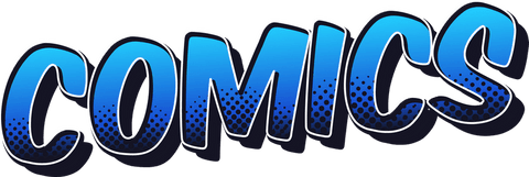 3D COMICS Text with Cyan Gradient on Transparent Background