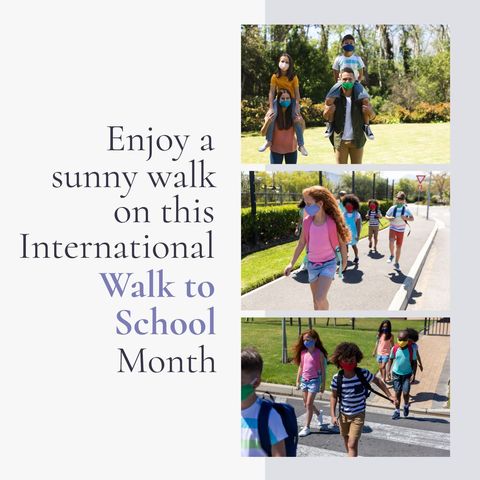 students and parents celebrate international walk to school month - Download Free Stock Templates Pikwizard.com