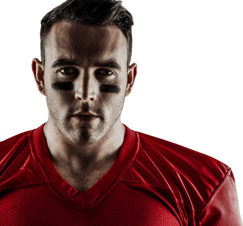 Intense Athletic Focus from Transparent American Football Player