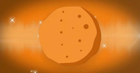 Glowing Orange Orb with Sparkling Light Streaks Futuristic Cosmic Minimalist Background