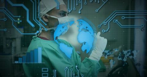 Surgeon Engaging with Digital Interface in Modern Operating Room