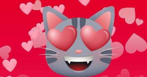 Adorable Cat Emoji with Heart Eyes Shows Love