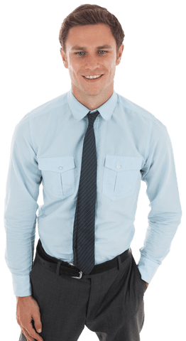 Happy Businessman Standing with Hand in Pocket Transparent Background