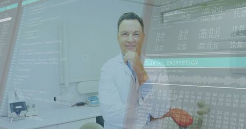 Medical doctor analyzing digital data in innovative healthcare setting