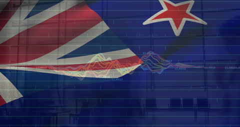 New Zealand Flag Overlaid with Dynamic Data Charts
