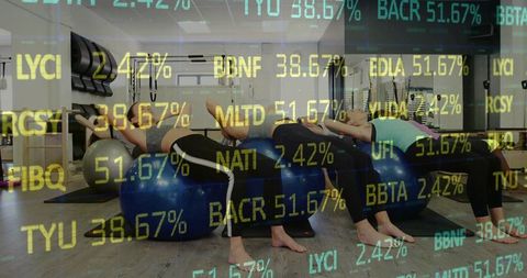 Women Exercising on Stability Balls with Code Overlay