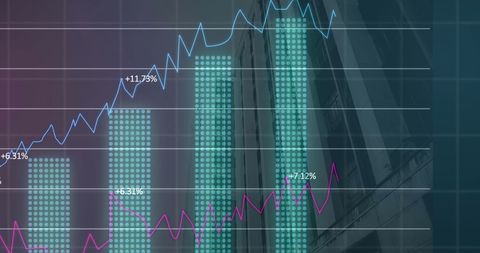Data Charts Overlaying Spectral Cityscape Highlighting Profit Growth - Download Free Stock Images Pikwizard.com