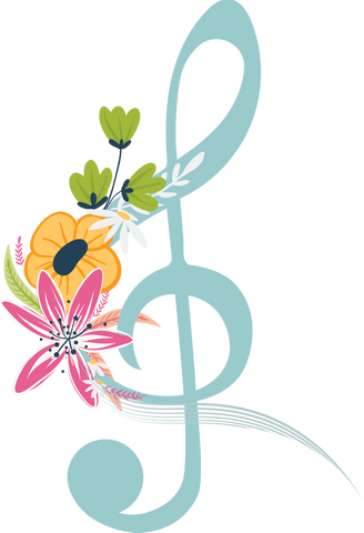 Floral Treble Clef Design on Transparent Background