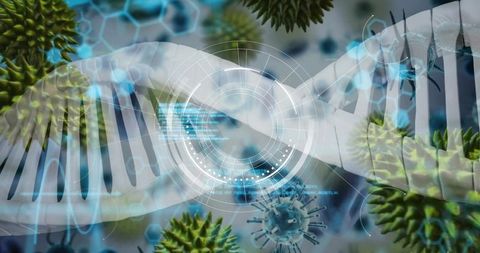 Futuristic Concept of DNA Tech and Viral Interactions in Digital Lab