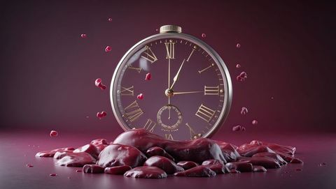 Antique pocket watch with molten wax and droplets