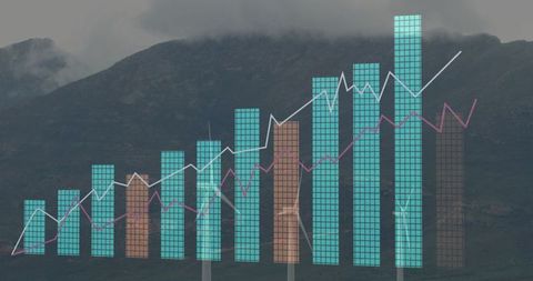 Renewable energy analysis with data overlay at wind farm