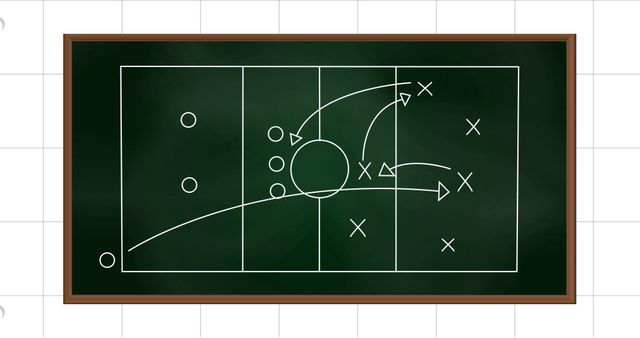 Football Strategy Diagram on Green Chalkboard with Plan Details - Download Free Stock Images Pikwizard.com