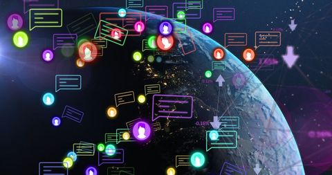 Global Digital Communication and Social Media Interaction - Download Free Stock Images Pikwizard.com
