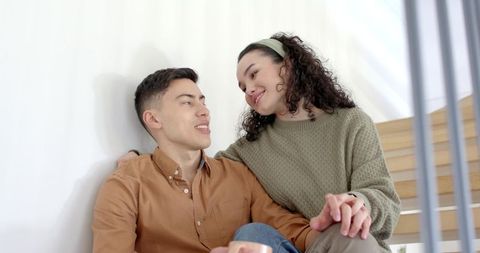 Happy Couple Sharing Intimate Moment at Modern Home