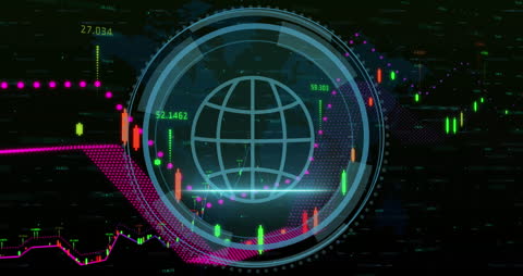 Cybersecurity Globe Overlaying Digital Finance Chart Analysis