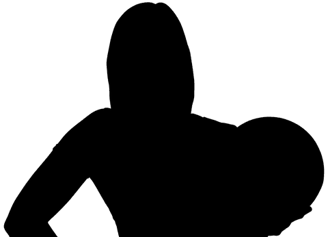 Transparent silhouette of woman holding ball in sporting pose