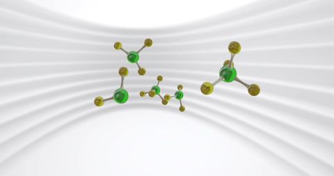 Green Silver Molecular Structures on Abstract Gray Background