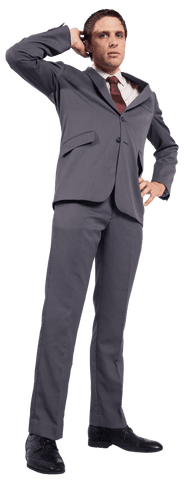 Confident caucasian businessman pondering on transparent background