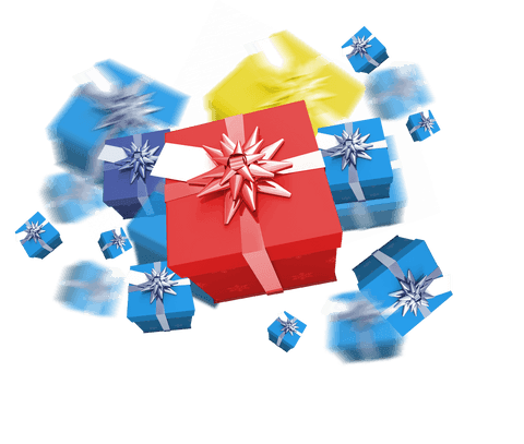 Colorful gift boxes with ribbons on transparent background