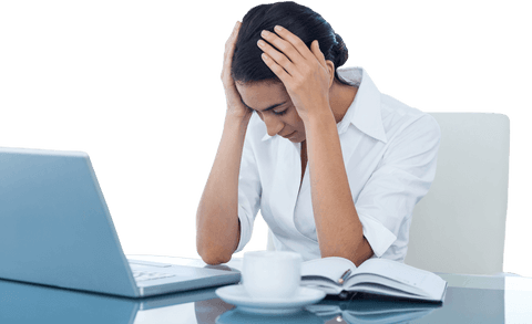 stressed businesswoman at desk laptop and coffee transparent background - Download Free Stock Videos Pikwizard.com
