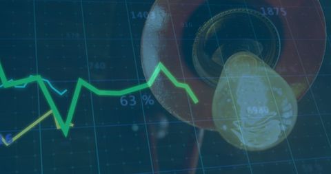 Illuminated Financial Graph with Light Bulb Symbol