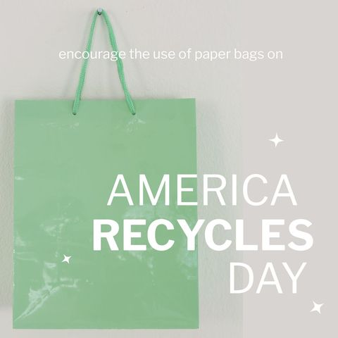 encouraging eco-friendly paper bag use on america recycles day - Download Free Stock Templates Pikwizard.com