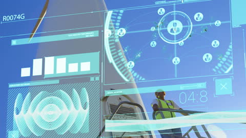 Futuristic Wind Energy Technology Interface with Worker