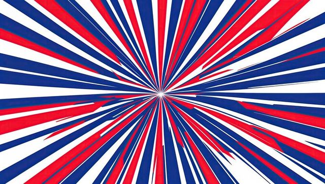 Dynamic red and blue starburst on white background