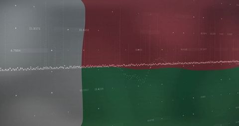 Digital analytics dashboard with trend line on colorful background
