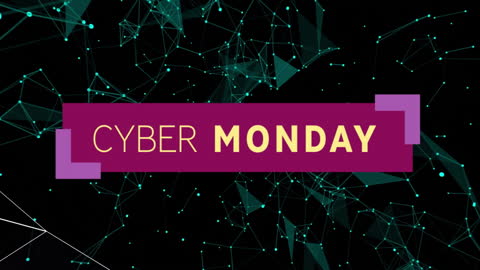 Cyber Monday Animated Text on Digital Network Background