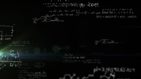 Animation of Complex Mathematical Equations on Black Background