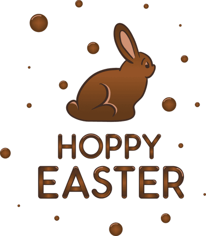 Cute Rabbit with Happy Easter Text on Transparent Background