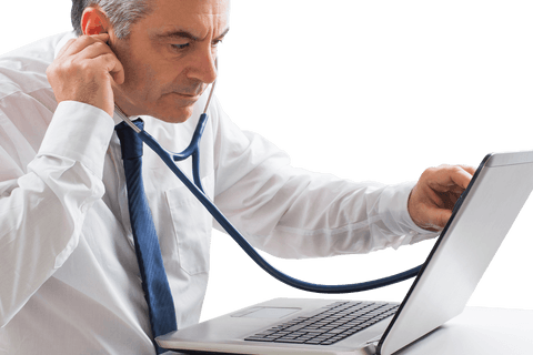 transparent businessman checking laptop with stethoscope - Download Free Stock Videos Pikwizard.com