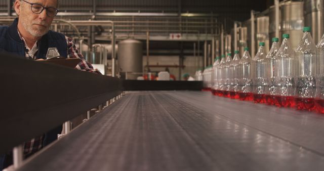 Quality Control Inspector Checking Bottled Beverage Production Line in Factory - Download Free Stock Images Pikwizard.com