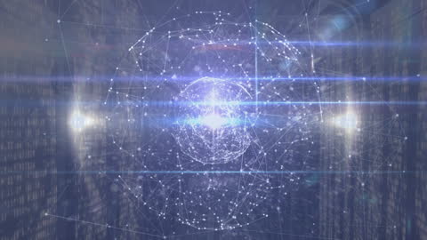 Digital Network Globe in Futuristic Server Room Environment