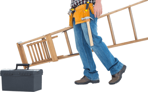 transparent craftsperson carrying ladder and toolbox at work - Download Free Stock Videos Pikwizard.com